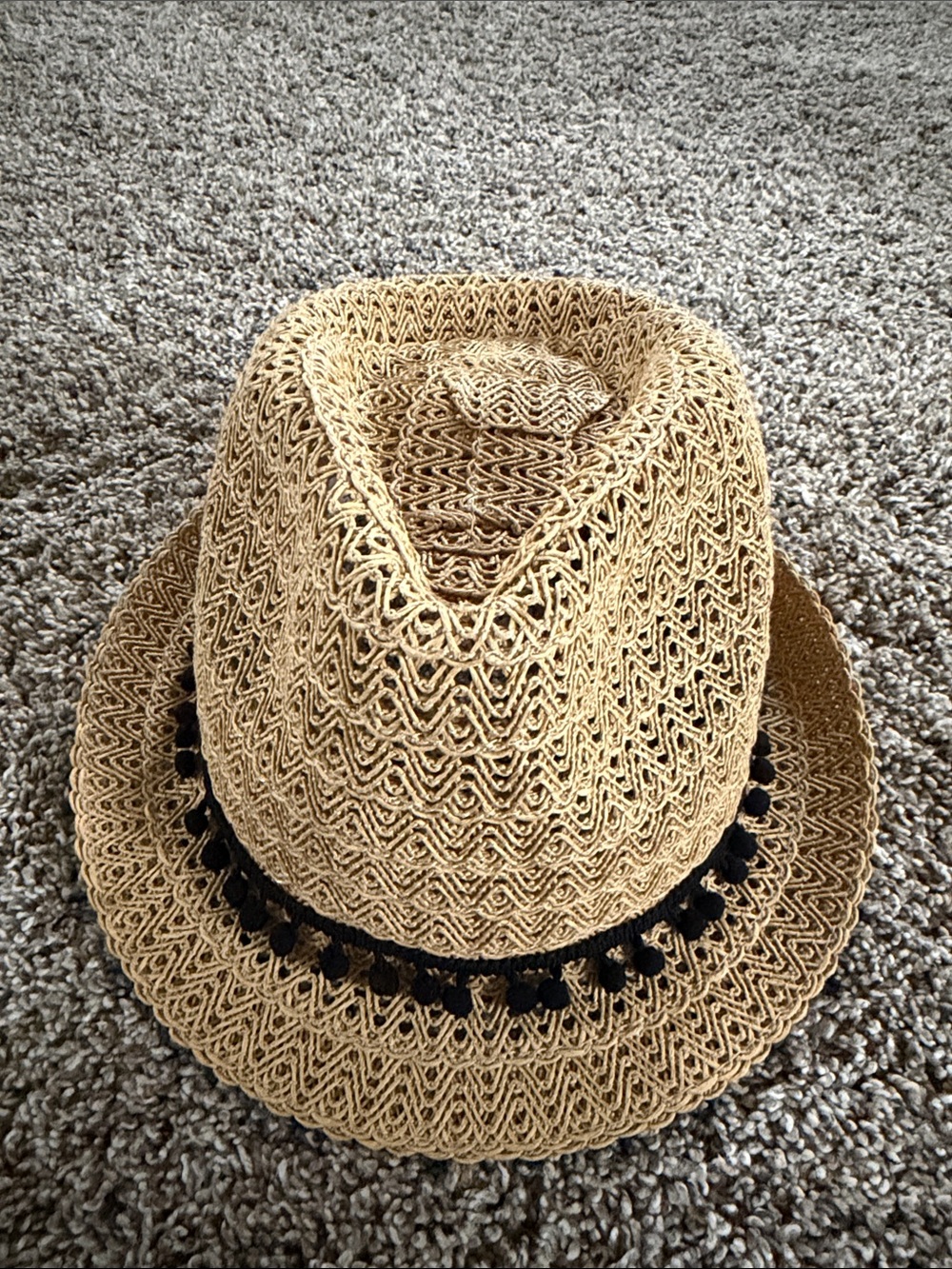 Sonoma Tan Straw Fedora with Black Trim